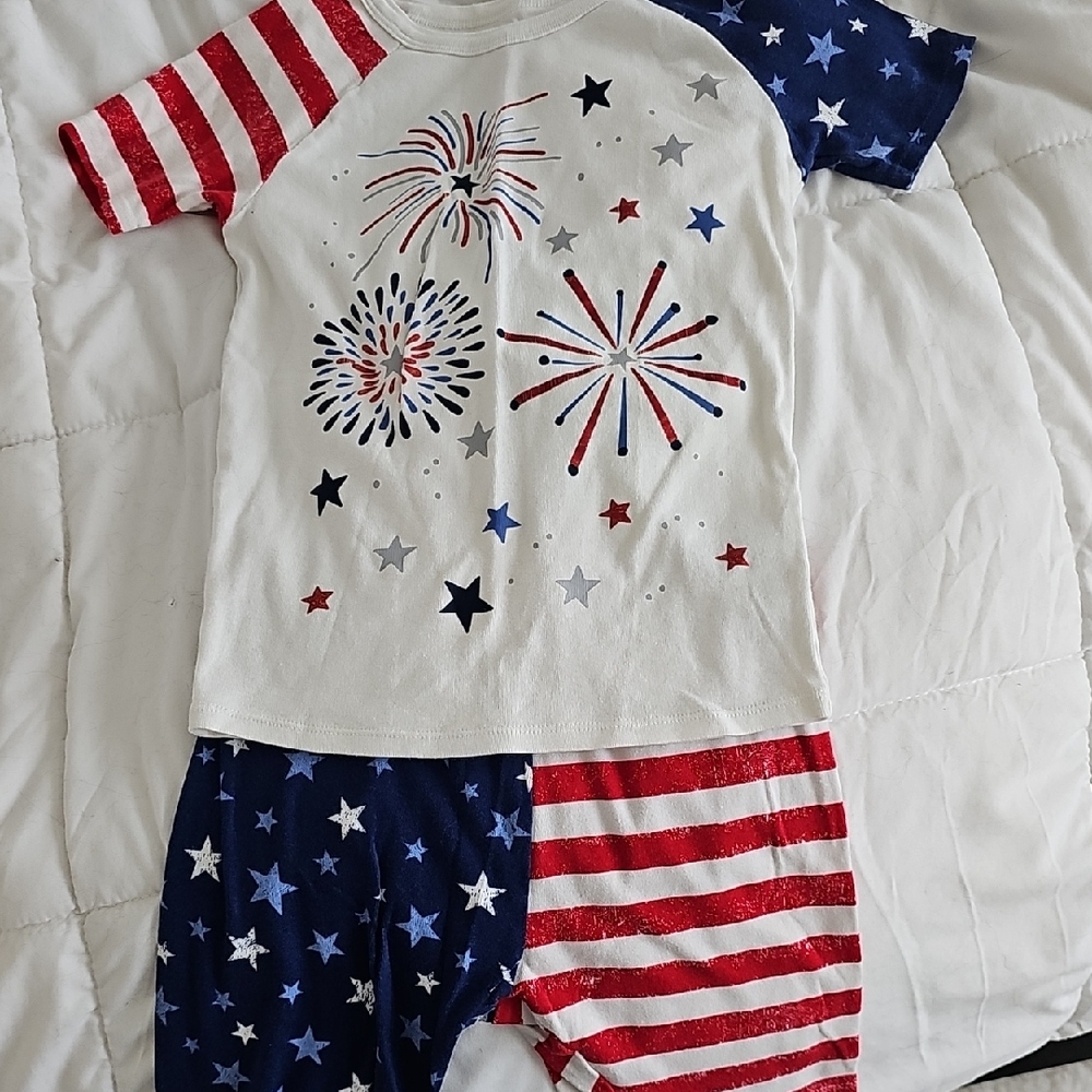 Cat & Jack White Red Blue WhiteSleep set Sz 8